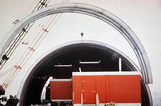 the biomed arch being installed