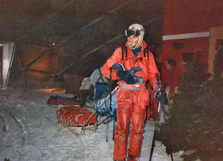 Gareth Wood entering the dome
