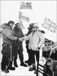 Roger Clark, Scott Base OIC, greets Ran