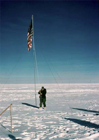 raising the 50 star flag at Pole