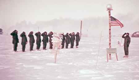 Sunrise at Pole 1966 official flag raising