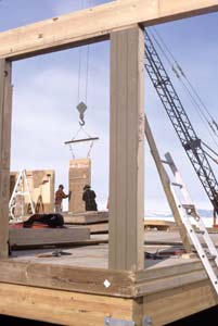 walls up assembling prefab Chalet wall panels
