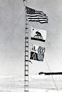 flags displayed at Siple Station