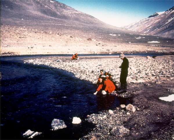 Dr. Jones taking samples from the Vanda River