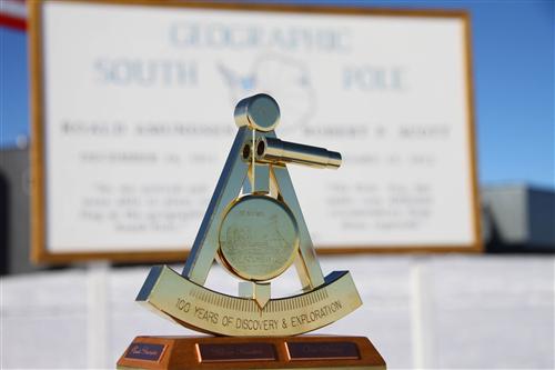 the South Pole marker installed on 1 January 2011
