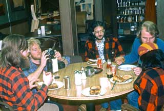 enjoying burgers
