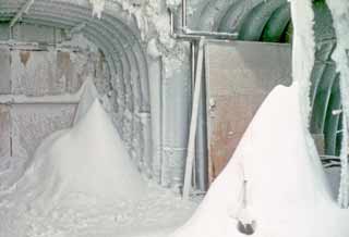 Snow drifts at the front door